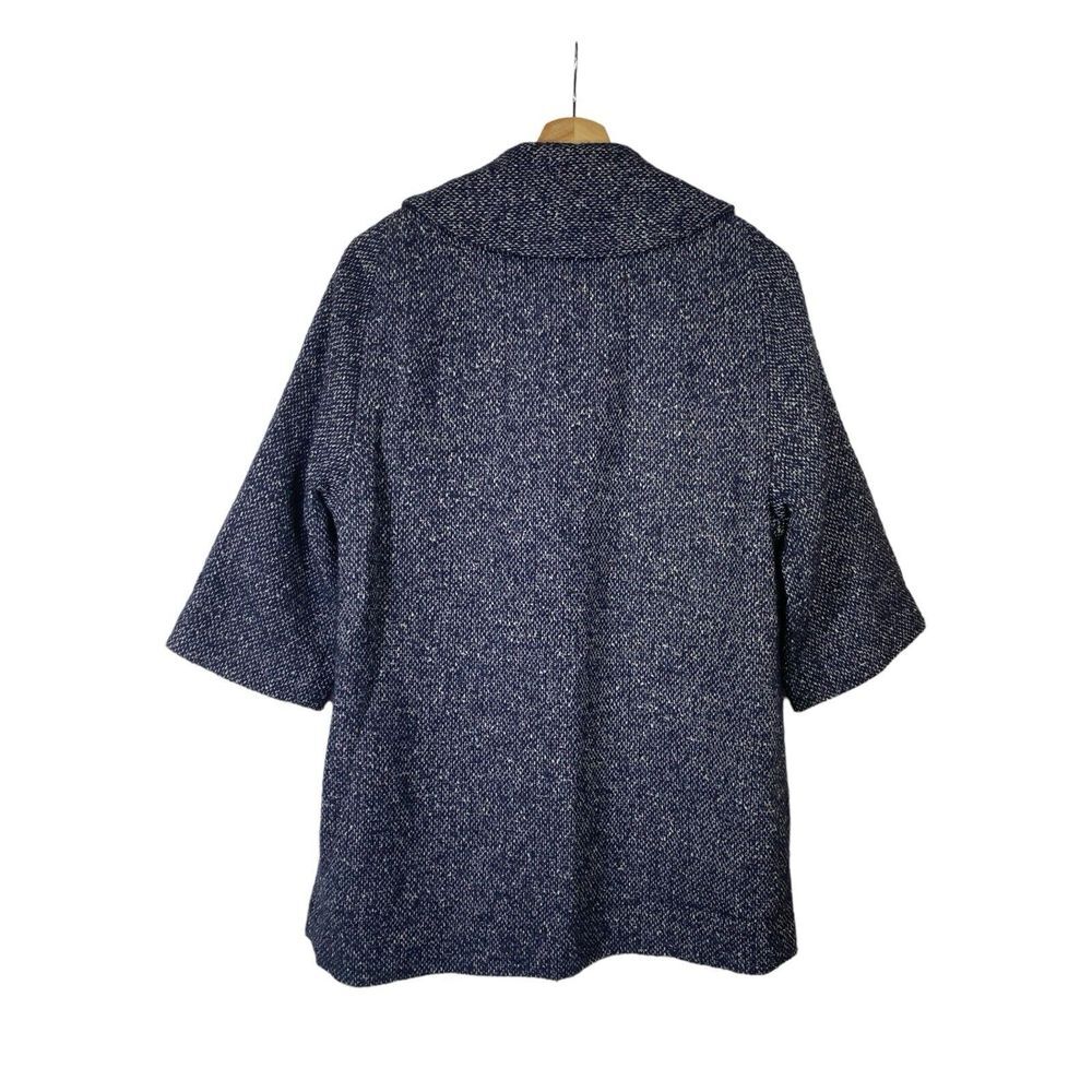 CAbi Women Blair Pea Coat Sz XS Dark Blue Tweed Wool Blend Jacket Herringbone‎ - Picture 2 of 7